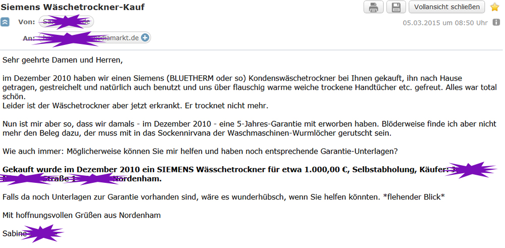 Wäschetrockneremail